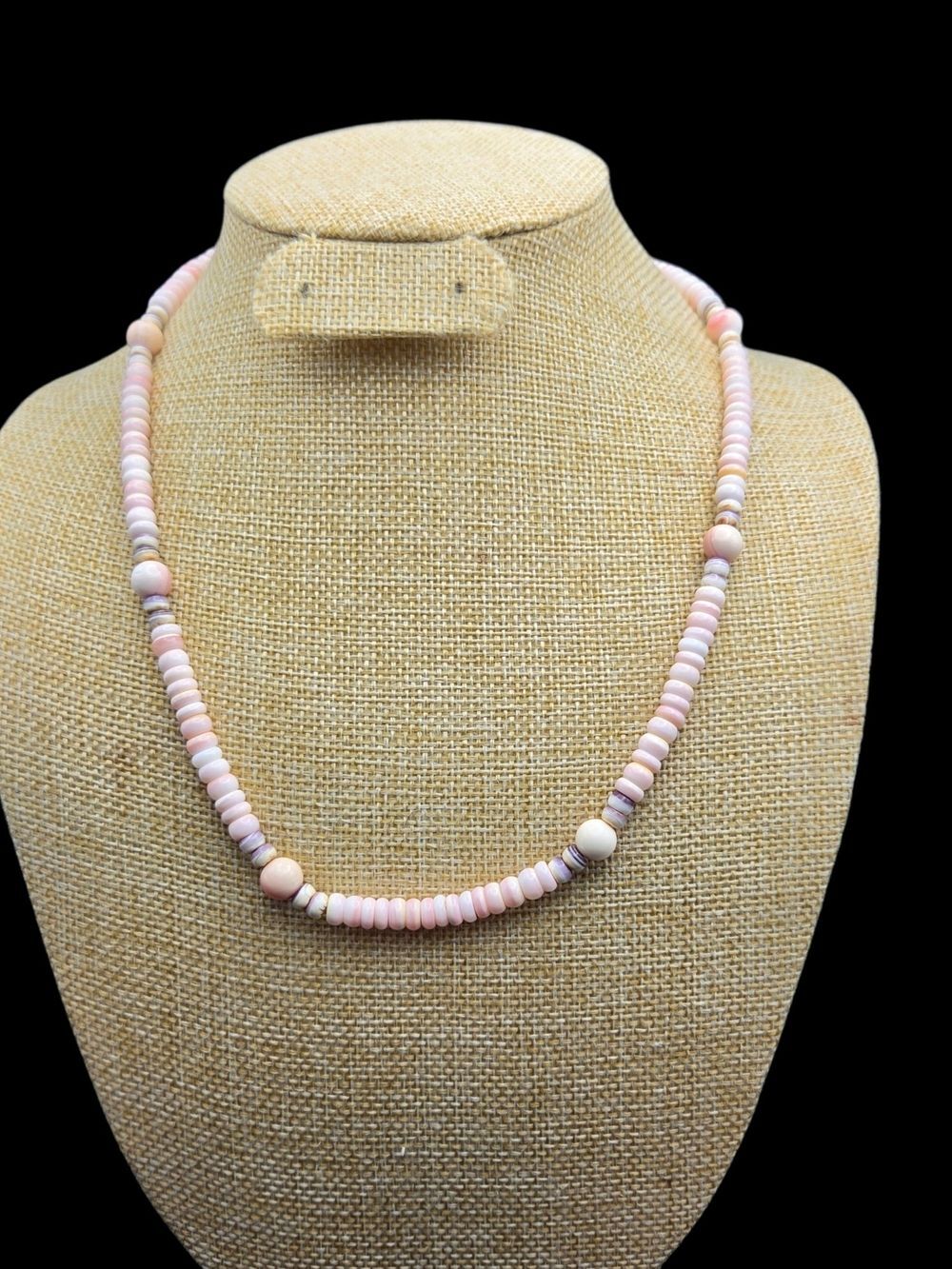 Handcrafted Pink Conch Shell Heishi Necklace, 20in
